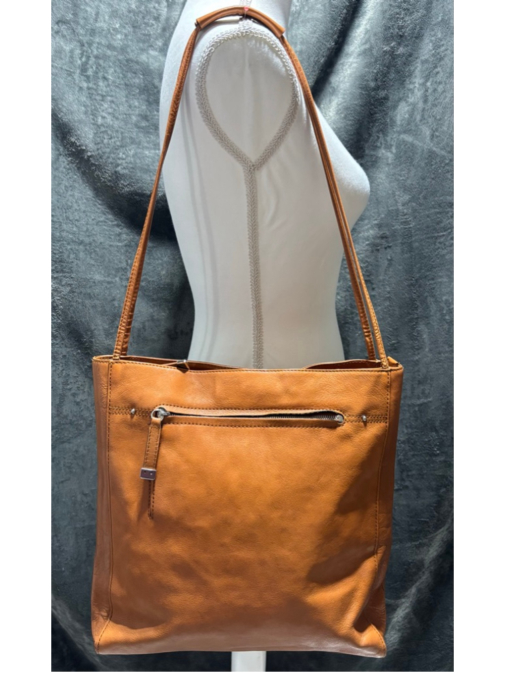 Vintage Hobo THE ORIGINAL Tan Leather Medium Organizer Tote Purse Handbag 90s - Picture 3 of 11